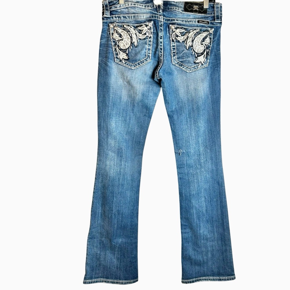 Miss Me Bootcut Blue Jean Size 30x32 Low Rise Sequin Bling Denim Read Desc.